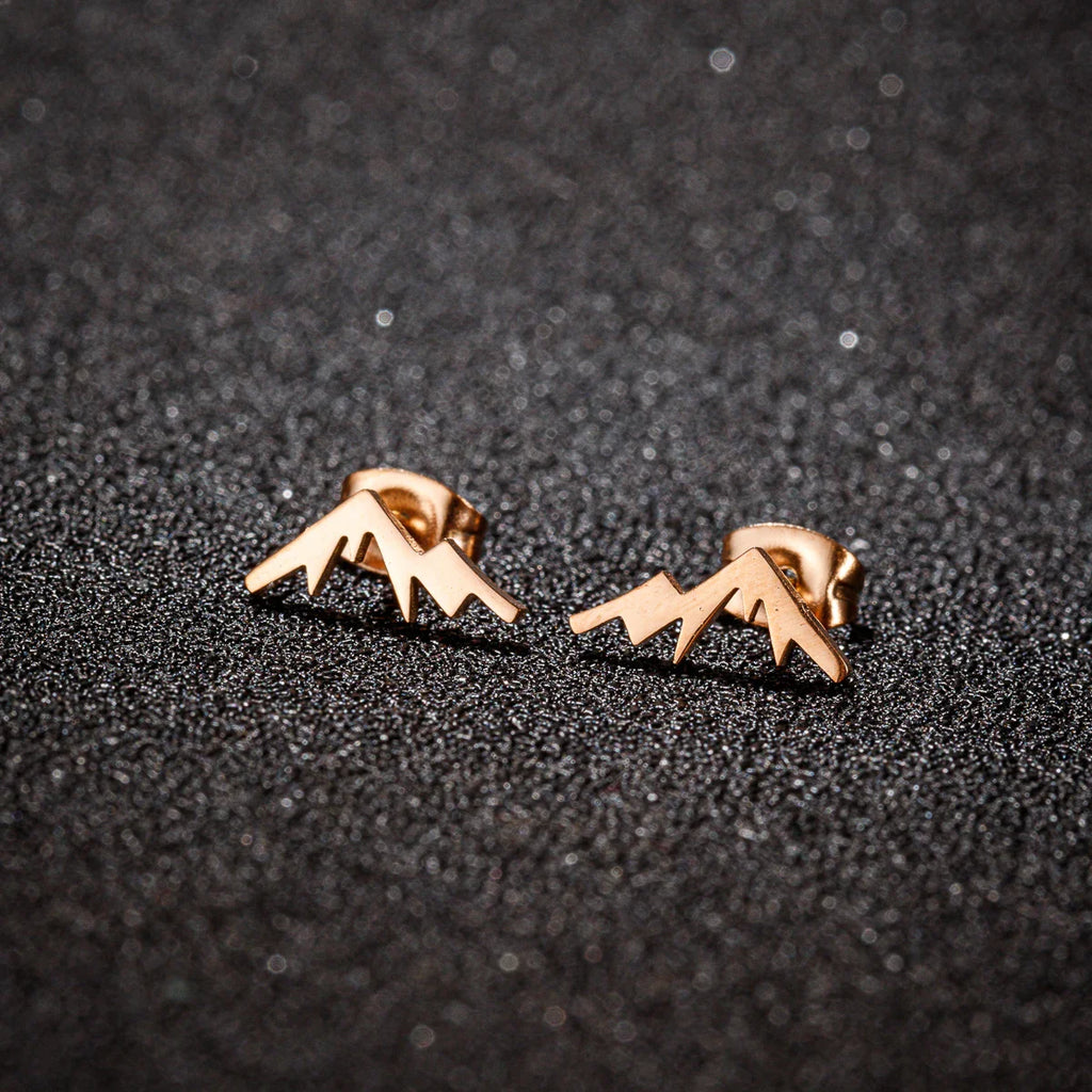 Pendientes de Clavo Montaña para Mujer u Hombre oro rosa