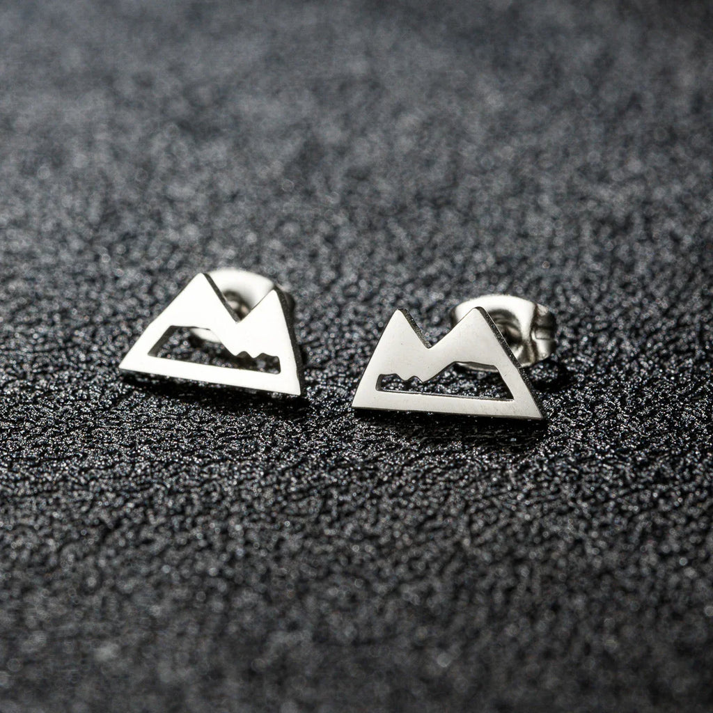 Pendientes de Clavo Montañas Minimalistas plata