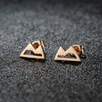 Pendientes de Clavo Montañas Minimalistas oro rosa