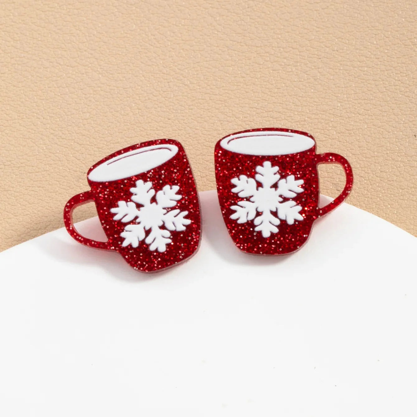 Pendientes de botón Mug con copo de nieve