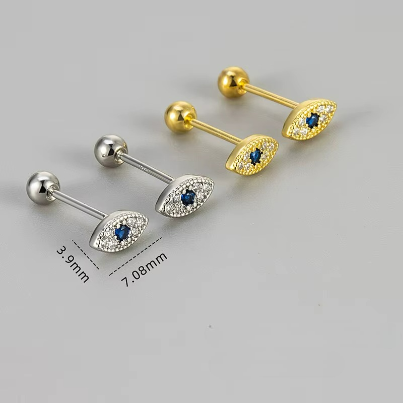 Pendientes de Botón Contra el Mal de Ojo en Strass