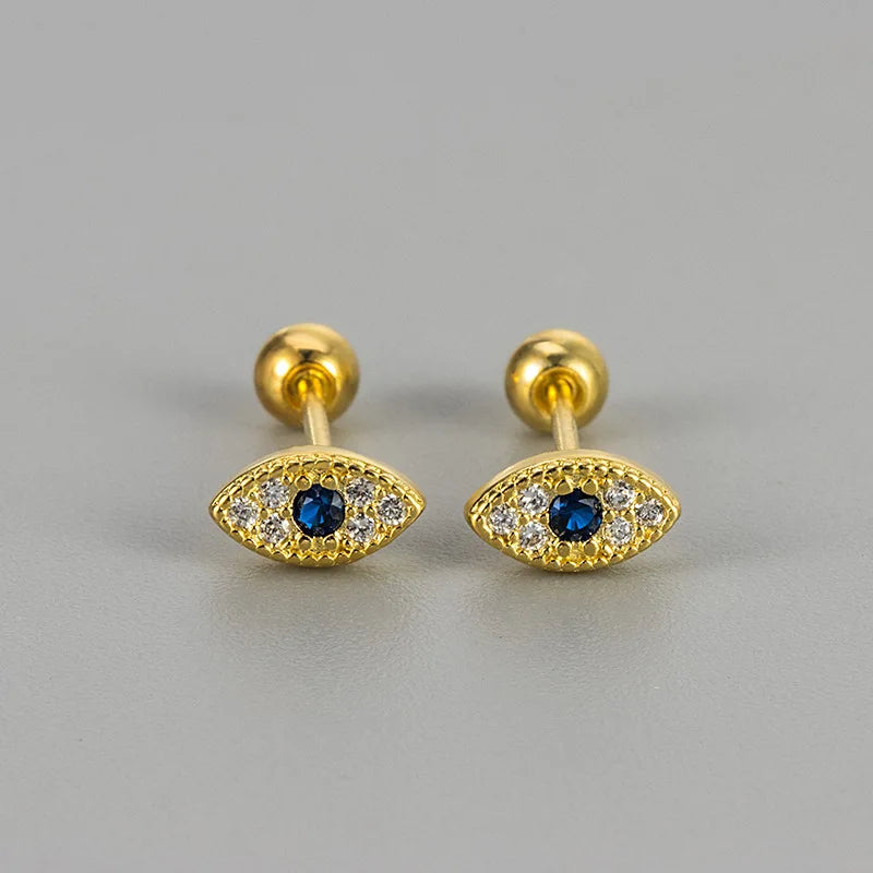 Pendientes de Botón Contra el Mal de Ojo en Strass oro