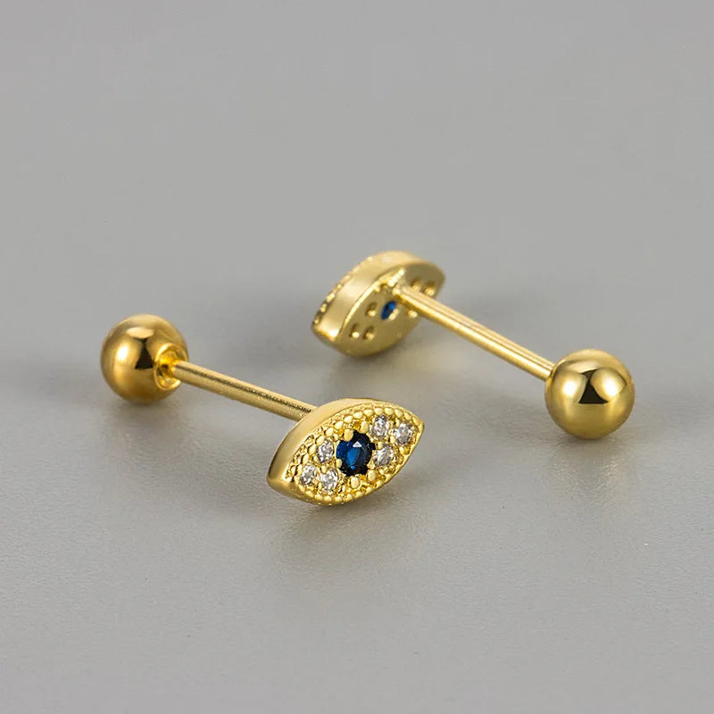 Pendientes de Botón Contra el Mal de Ojo en Strass oro