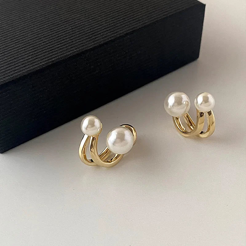 Pendientes de botón retro con perlas
