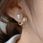 Pendientes de botón retro con perlas