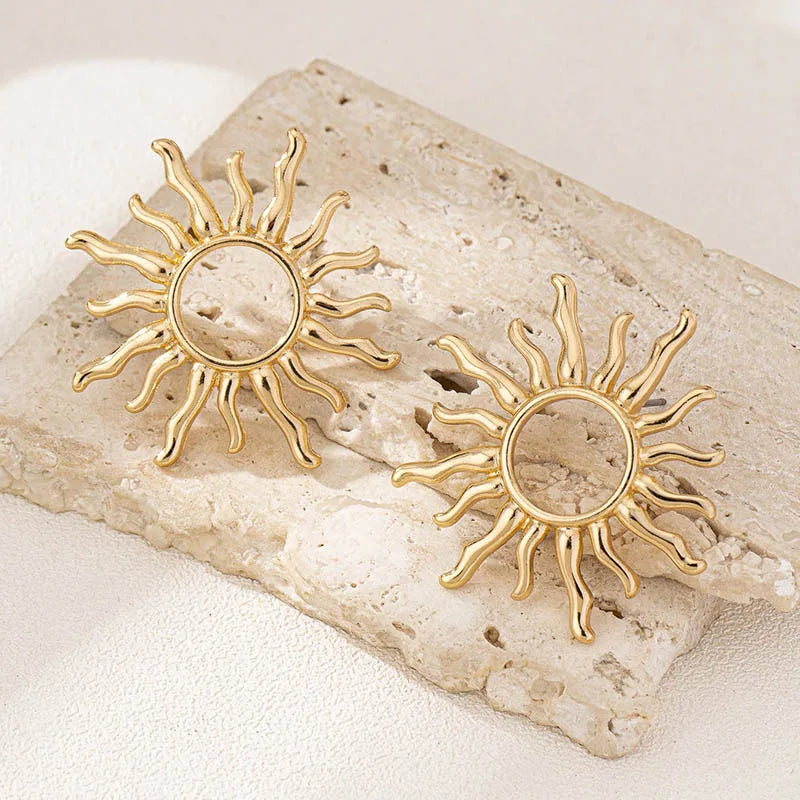 Pendientes de botón Sol para mujer