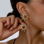 Pendientes de botón Sol para mujer