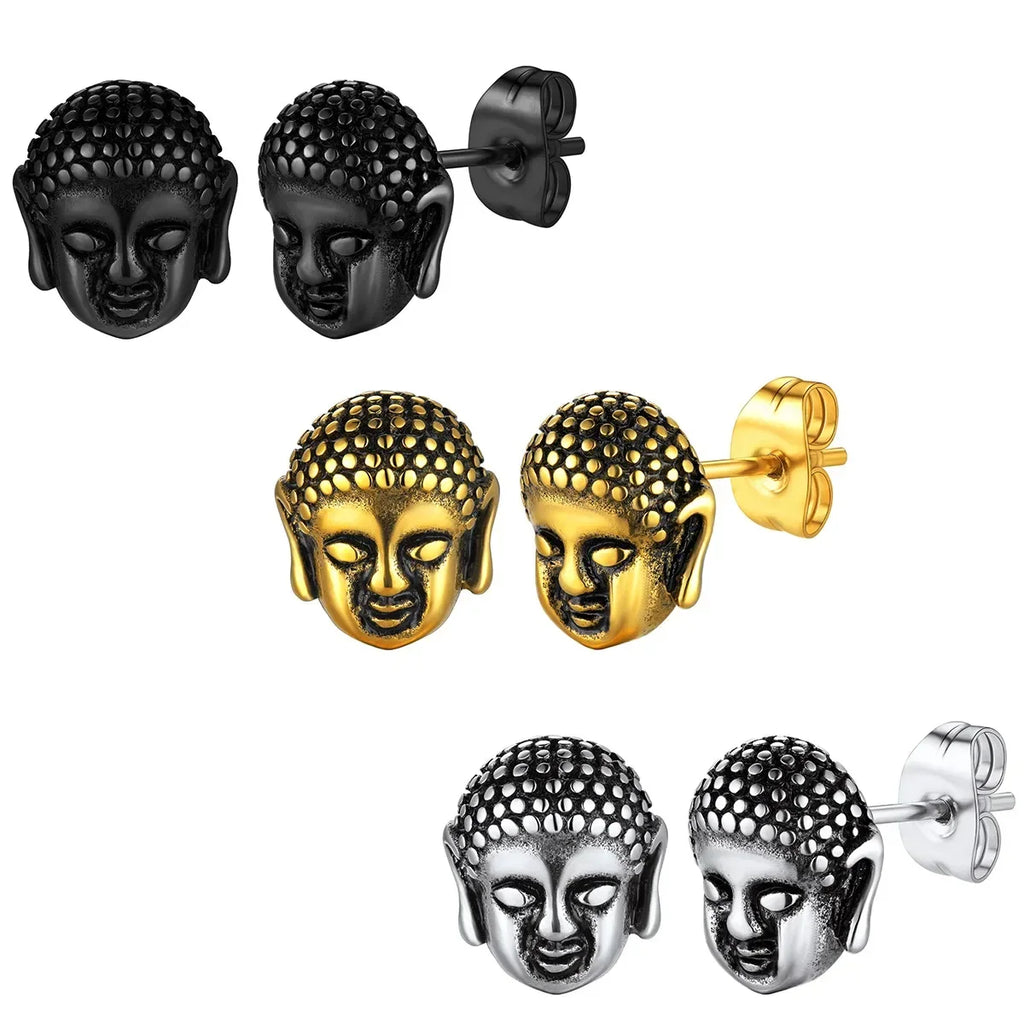 Pendientes de Clavo Cabeza de Buda oro
