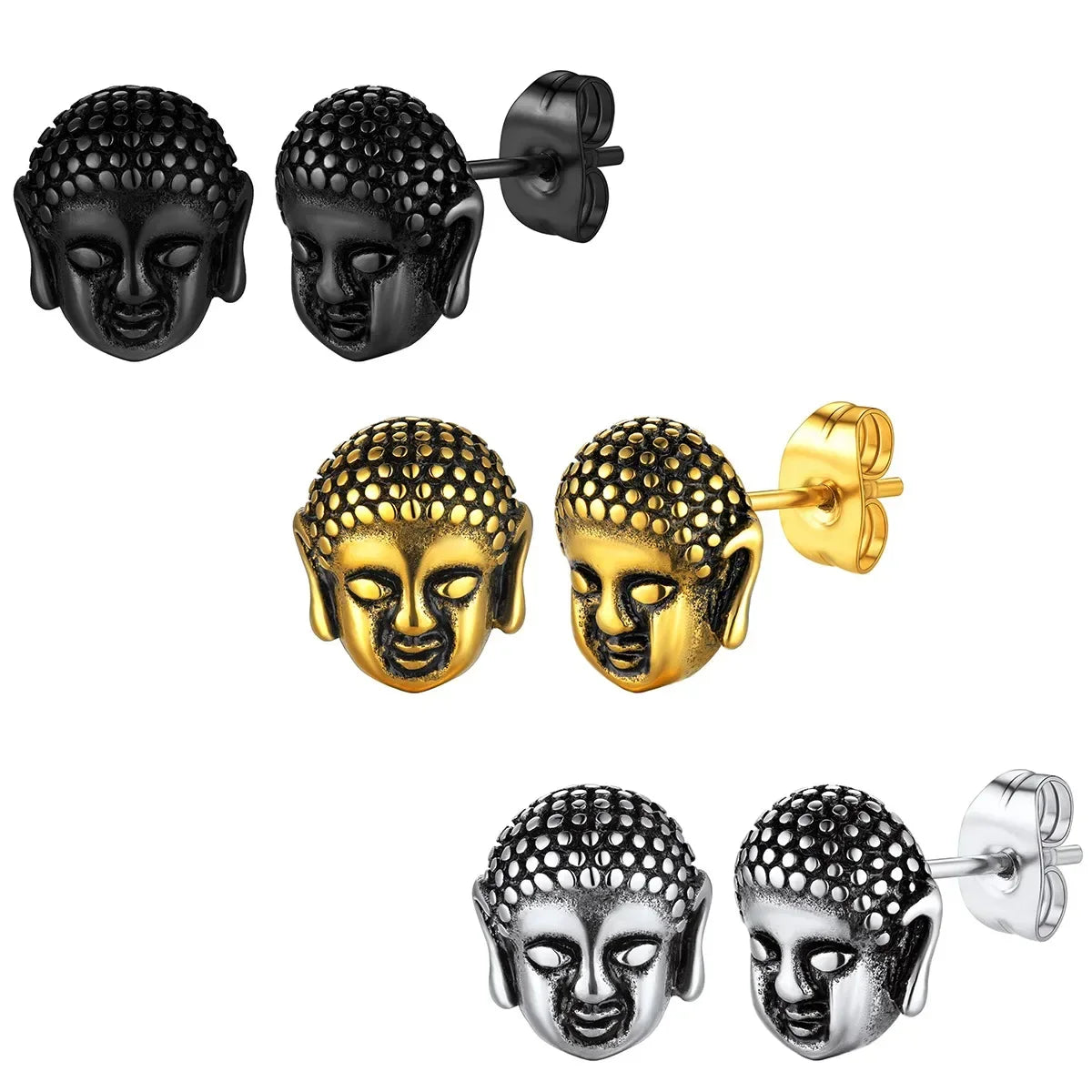 Pendientes de Clavo Cabeza de Buda oro