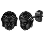 Pendientes de Clavo Cabeza de Buda negro