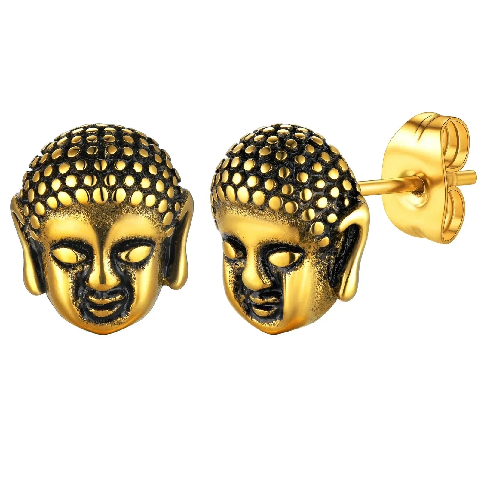 Pendientes de Clavo Cabeza de Buda oro