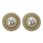 Pendientes de Botón Vintage con Perla
