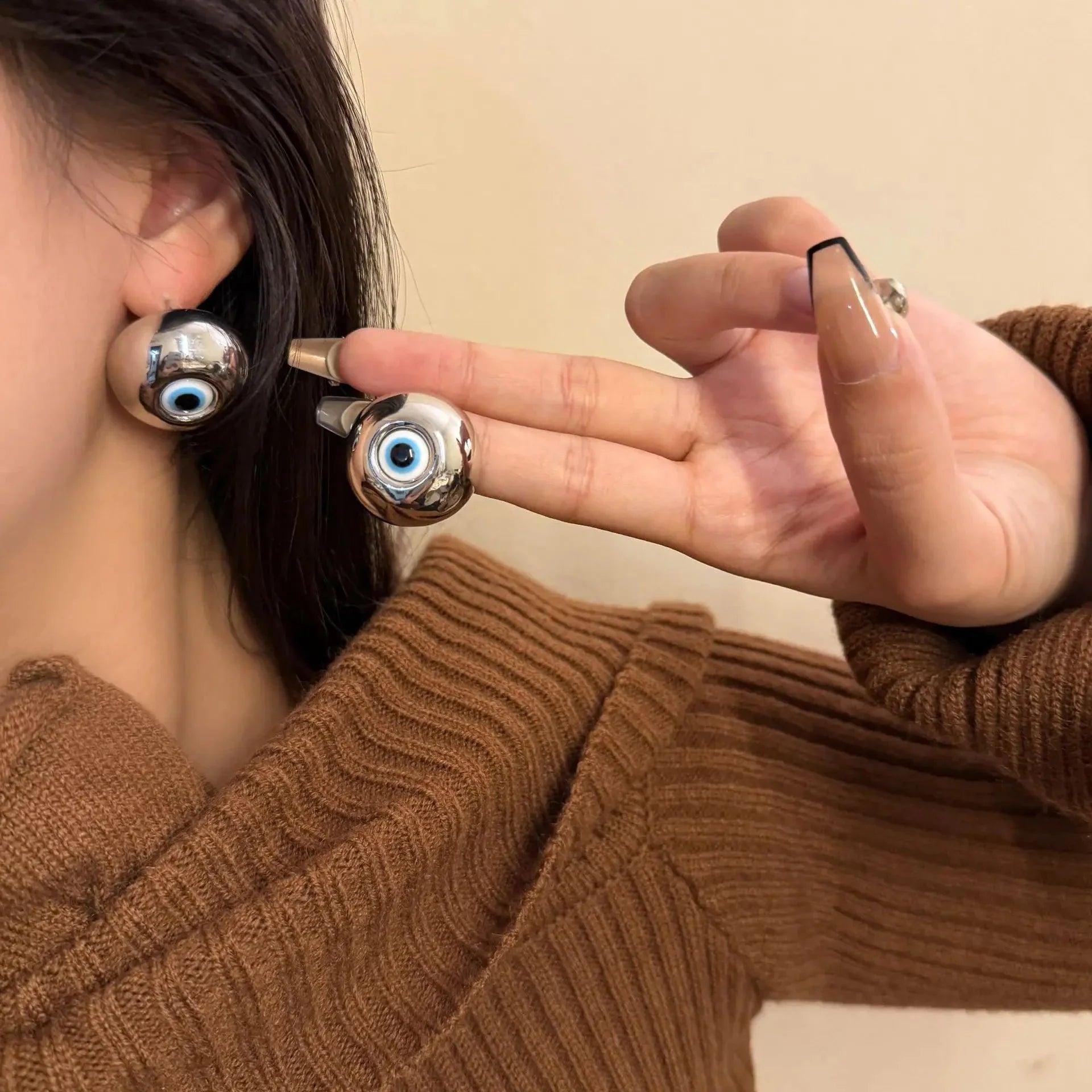 Pendientes de Clavo Vintage Contra el Mal de Ojo plata
