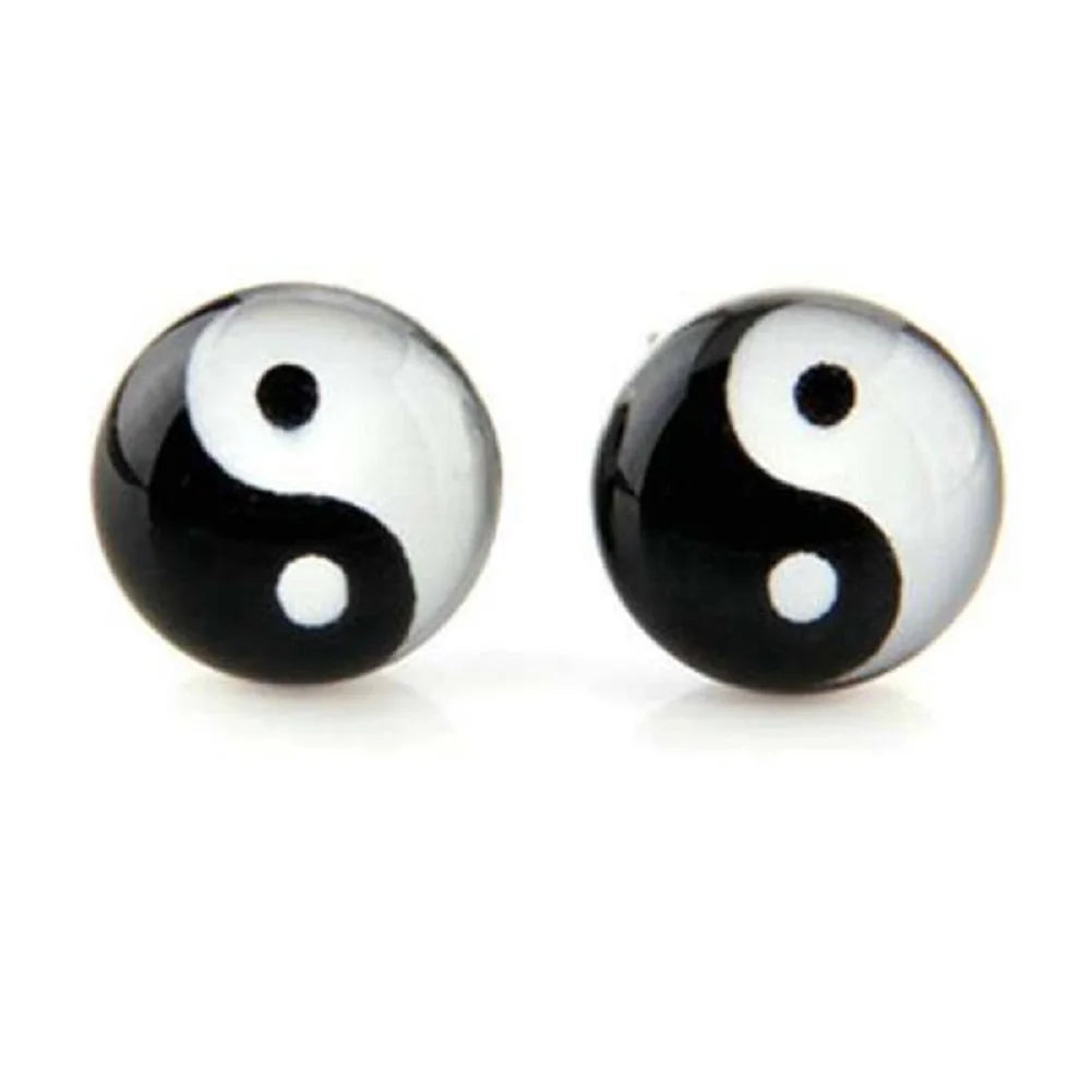Pendientes de Clavo Yin Yang Negro y Blanco