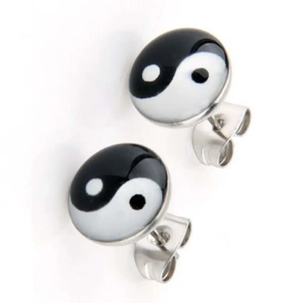 Pendientes de Clavo Yin Yang Negro y Blanco
