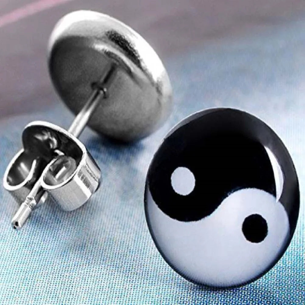 Pendientes de Clavo Yin Yang Negro y Blanco