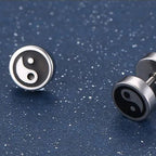 Pendientes de botón Yin Yang para Hombre
