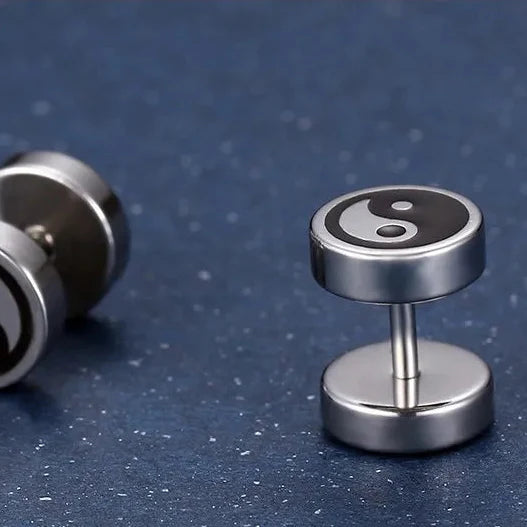 Pendientes de botón Yin Yang para Hombre