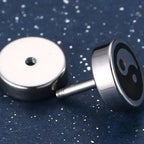 Pendientes de botón Yin Yang para Hombre