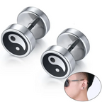 Pendientes de botón Yin Yang para Hombre