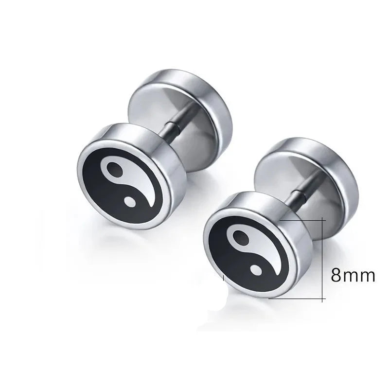 Pendientes de botón Yin Yang para hombre