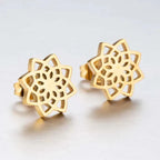 Pendientes de botón Mandala para mujer en oro