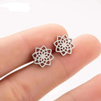 Pendientes de botón Mandala para mujer en plata