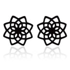 Pendientes de botón Mandala para mujer en negro