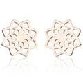 Pendientes de botón Mandala para mujer en oro rosa