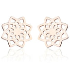 Pendientes de botón Mandala para mujer en oro rosa
