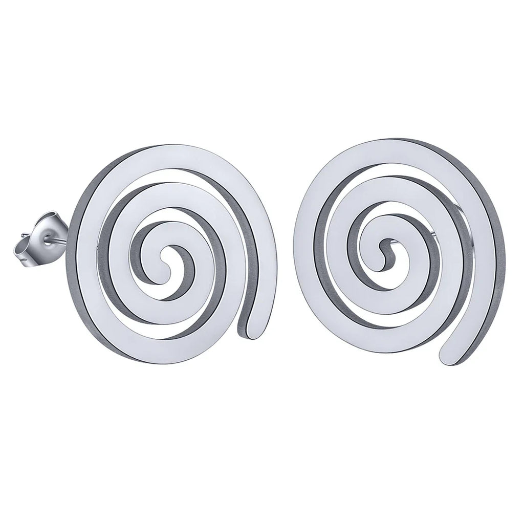 Pendientes de botón Espiral plata