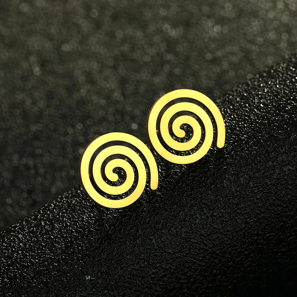 Pendientes de botón Espiral oro