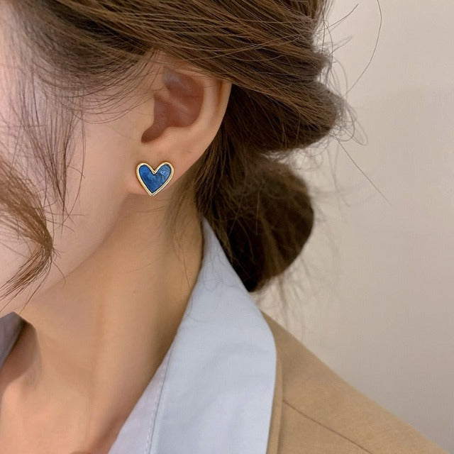 Pendientes Corazón Azul & Rosa azul