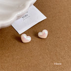 Aretes de Corazón con Perno para Mujer blanco