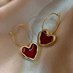 Pendientes Corazón Rojo para Mujer