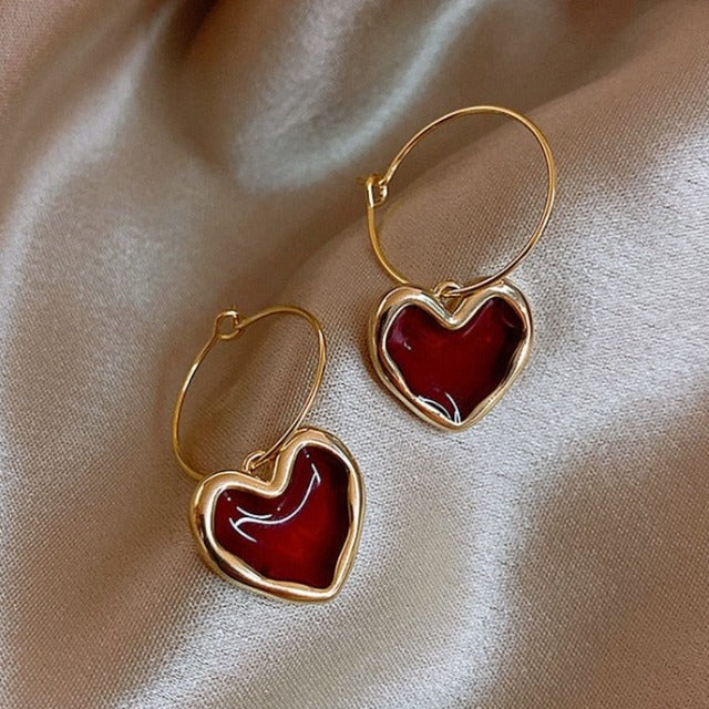 Pendientes Corazón Rojo para Mujer