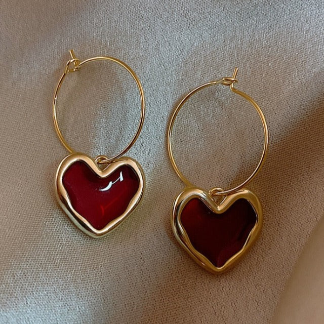 Pendientes Corazón Rojo para Mujer