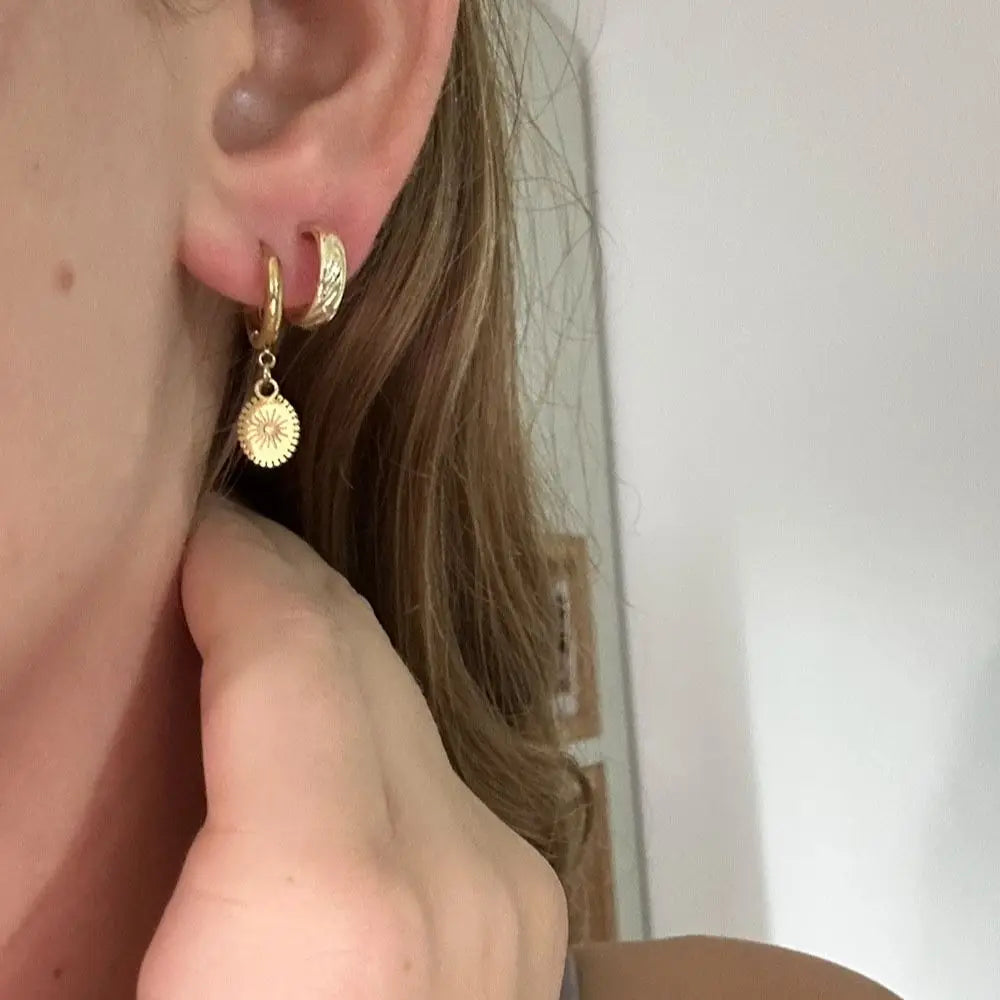 Pendientes de Aro Brújula Rosa de los Vientos para Mujer