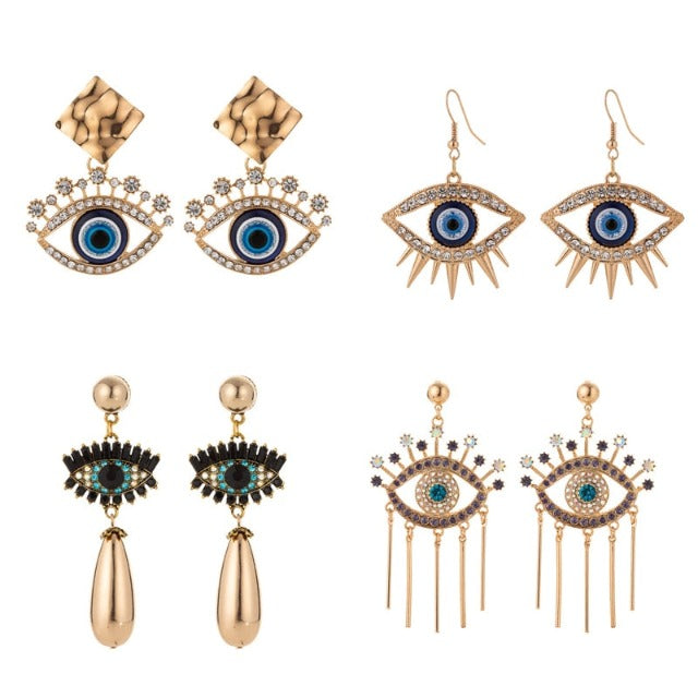 Pendientes Contra el Mal de Ojo Azul Griego Turco Mataki Matiasma