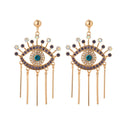 Pendientes Contra el Mal de Ojo Azul Griego Turco Mataki Matiasma estilo 1 dorado