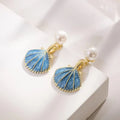 Pendientes con Conchas de Vieira Azules Concha