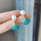 Pendientes con Conchas de Vieira Azules Concha