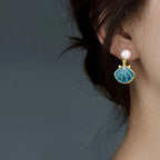 Pendientes con Conchas de Vieira Azules Concha