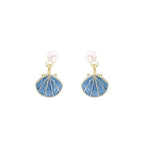 Pendientes con Conchas de Vieira Azules Concha