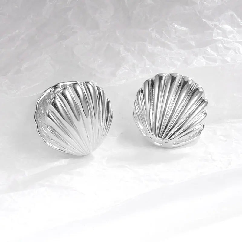 Pendientes Conchas de Vieira Concha plata