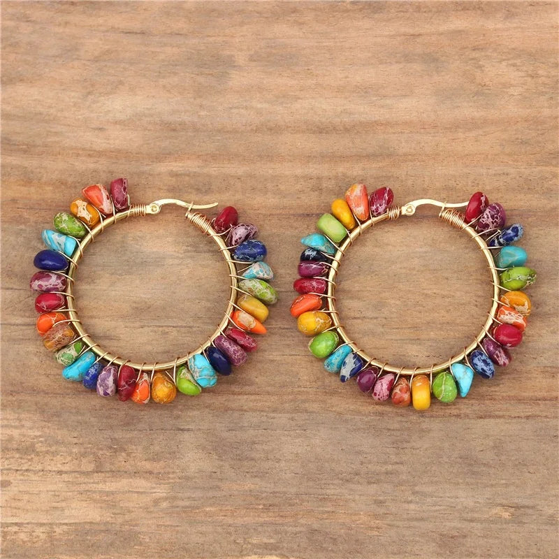 Pendientes Aros 7 Chakras Mujer