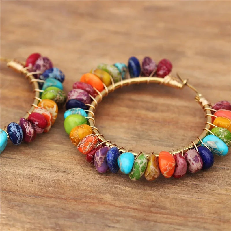 Pendientes Aros 7 Chakras Mujer