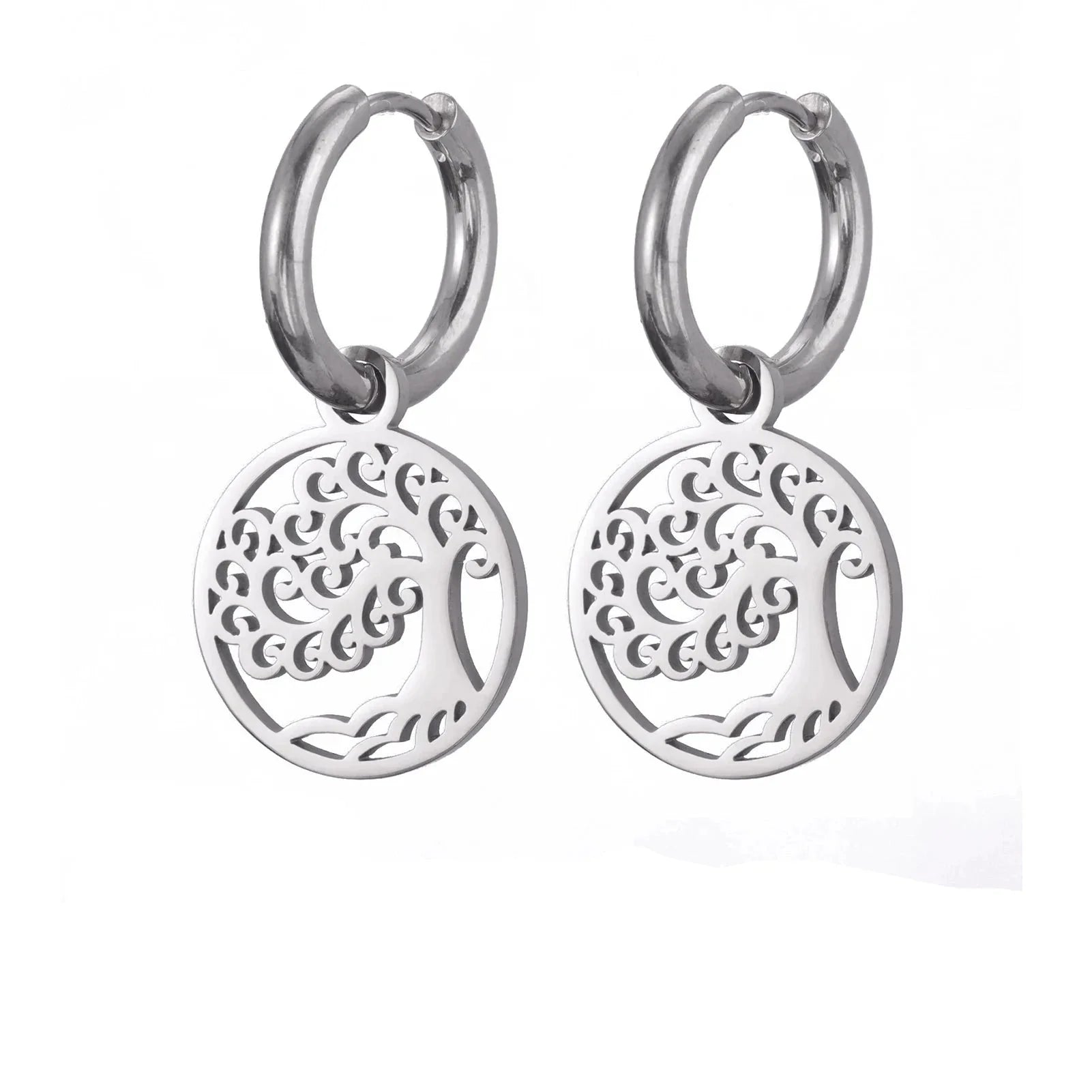 Pendientes de Aro Colgantes Árbol de la Vida en plata
