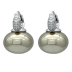 Pendientes Aros con Perla Azul y Circonio plata y beige