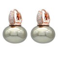 Pendientes Aros con Perla Azul y Circonio oro y beige